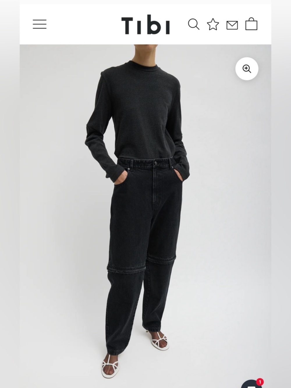 Tibi Black Denim Lars Convertible Zip Jean sz 30R
